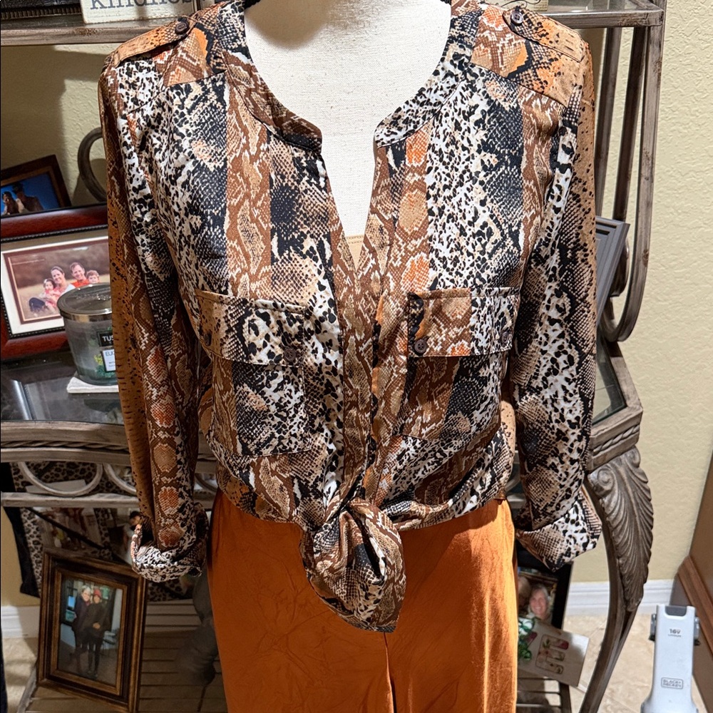 Bar III Multicolor Snake Print Blouse